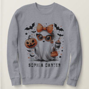 Elegant Cute Funny Ghost Halloween Women's Basic Sweatshirt