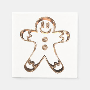 Elegant Cute Gingerbread Man Christmas Party Napkin