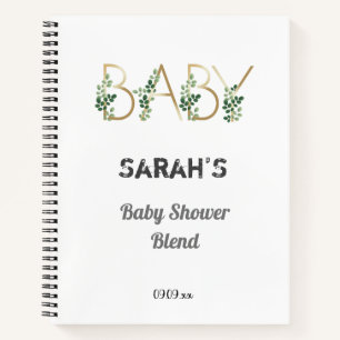 Elegant Cute Greenery Floral Baby Shower Gift List Notebook