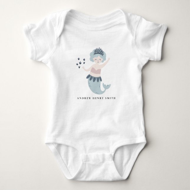 ELEGANT CUTE KIDS PINK BLUE BLUSH LITTLE MERMAID BABY BODYSUIT (Front)