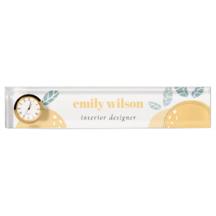 Elegant Cute Lemon Abstract Bold Fruity Citrus Nameplate