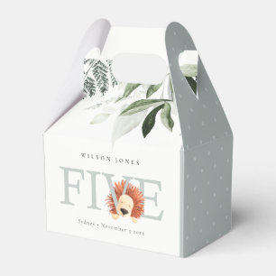 Elegant Cute Lion Foliage Fifth 5th Birthday Party Favour Box