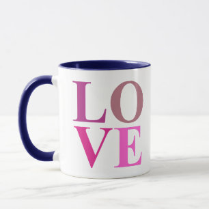 Elegant, Cute LOVE Square in Shades of Pink Colour Mug