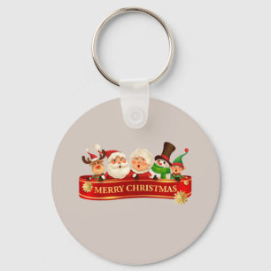 Elegant Cute Merry Christmas, Happy New Year Key Ring