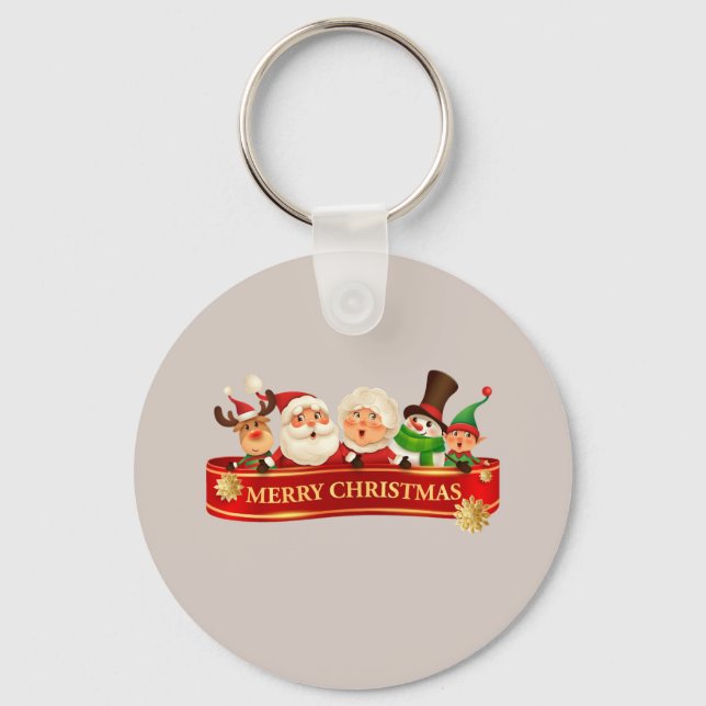 Elegant Cute Merry Christmas, Happy New Year       Key Ring (Front)