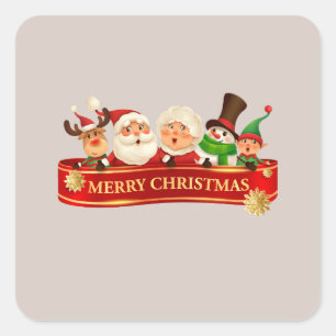 Elegant Cute Merry Christmas, Happy New Year       Square Sticker