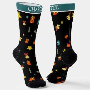 Elegant Cute Merry Christmas Mr and Mrs Couple Socks