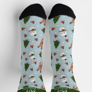 Elegant Cute Merry Christmas Mr and Mrs Couple Socks