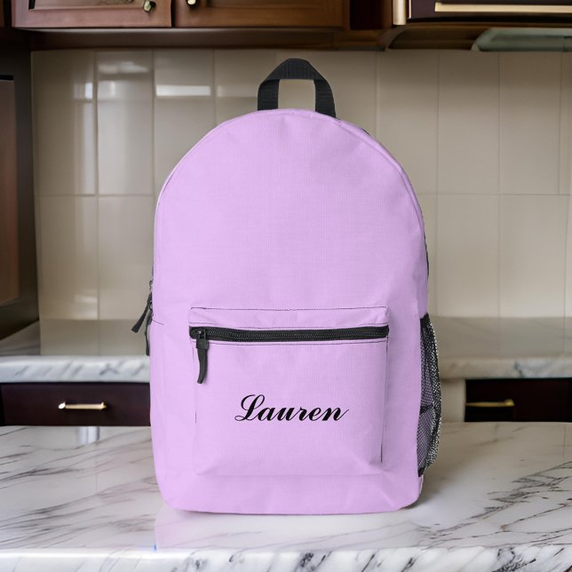 Elegant Cute Minimalist Black Script | Lavender Printed Backpack (Creator Uploaded)