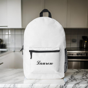 Elegant Cute Minimalist Black Script   White Printed Backpack