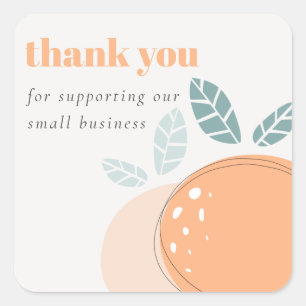 Elegant Cute Orange Bold Fruity Thank You Order Square Sticker
