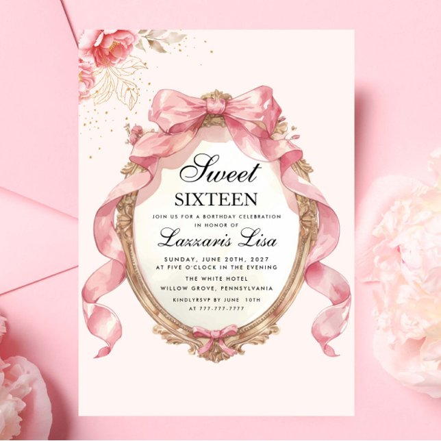 Elegant & Cute Party Floral Birthday Sweet Sixteen Invitation (Creator Uploaded)