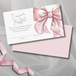 Elegant Cute Pink Bow Baby Shower Diaper Raffle Enclosure Card