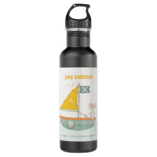 Elegant Cute Pirate Mouse Sailboat Kids Monogram 710 Ml Water Bottle