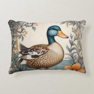 Elegant Cute Plump Duck Vintage Floral Decorative Cushion