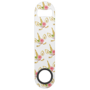 Elegant cute pretty floral gold glitter unicorn