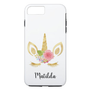 Elegant cute pretty floral gold glitter unicorn Case-Mate iPhone case