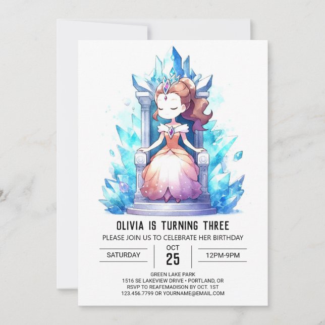 Elegant Cute Princess Birthday Invitation (Front)