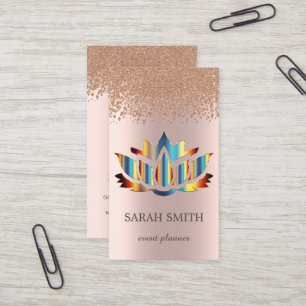 Elegant Cute Rose Gold Diamonds Lotus Business Business Card