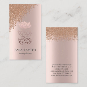 Elegant Cute Rose Gold Diamonds Lotus Business Business Card