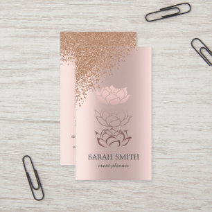 Elegant Cute Rose Gold Diamonds Lotus Business  Card
