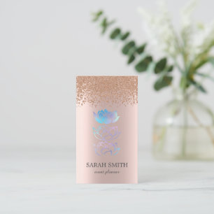 Elegant Cute Rose Gold Diamonds Lotus Business  Card
