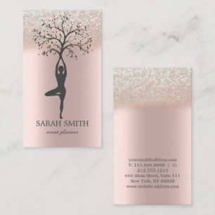 Elegant Cute Rose Gold Diamonds Yoga Business Business Card