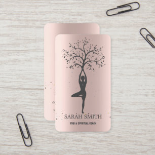 Elegant Cute Rose Gold Diamonds Yoga Business Card