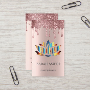 Elegant Cute Rose Gold  Drips Lotus Business  Business Card