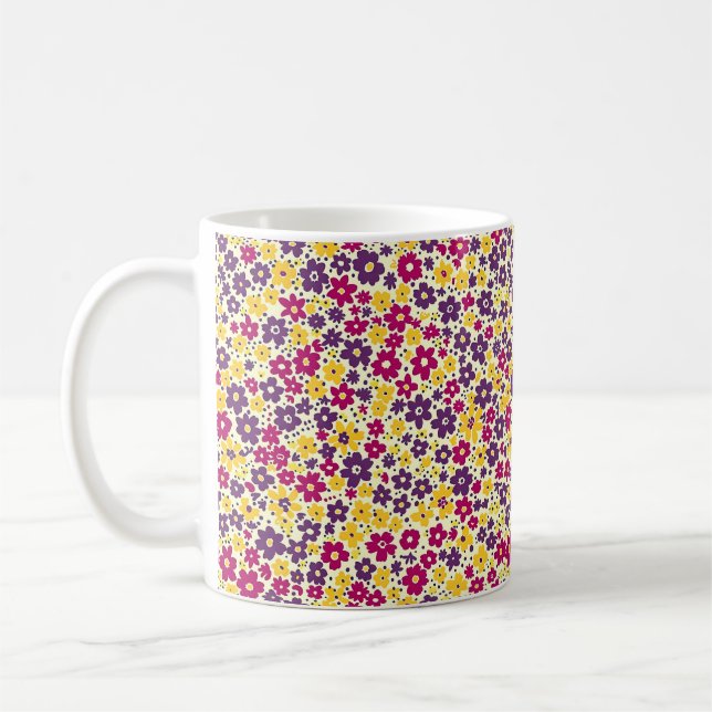 Elegant Cute Sophisticated Chic Romantic Floral  Coffee Mug (Left)
