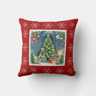 Elegant Cute Stylish Modern Winter Christmas Tree Cushion