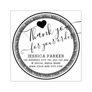 Elegant cute vintage heart thank you business rubb rubber stamp
