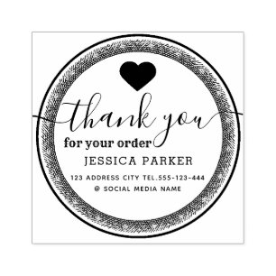 Elegant cute vintage heart thank you business rubber stamp