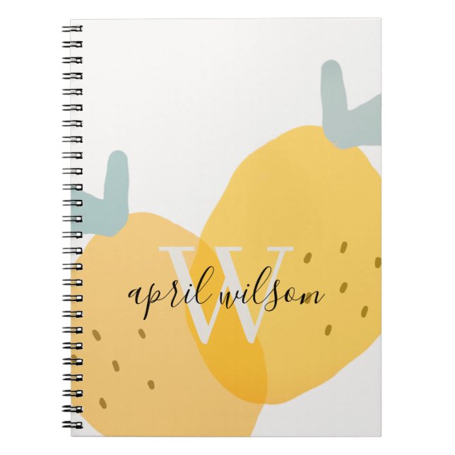 Elegant Cute Yellow Lemon Fruity Citrus Bright Notebook (Front)