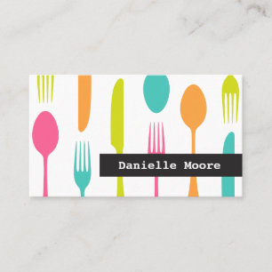 Elegant cutlery catering or chef business cards