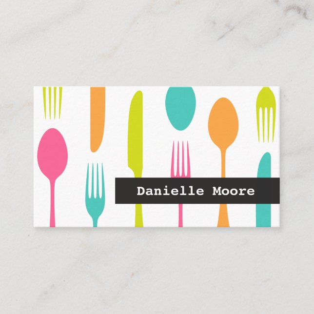Elegant cutlery catering or chef business cards (Front)