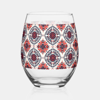 Elegant Cyan "Cosmic Interlock" Solitary Wine Tumb Stemless Wine Glass