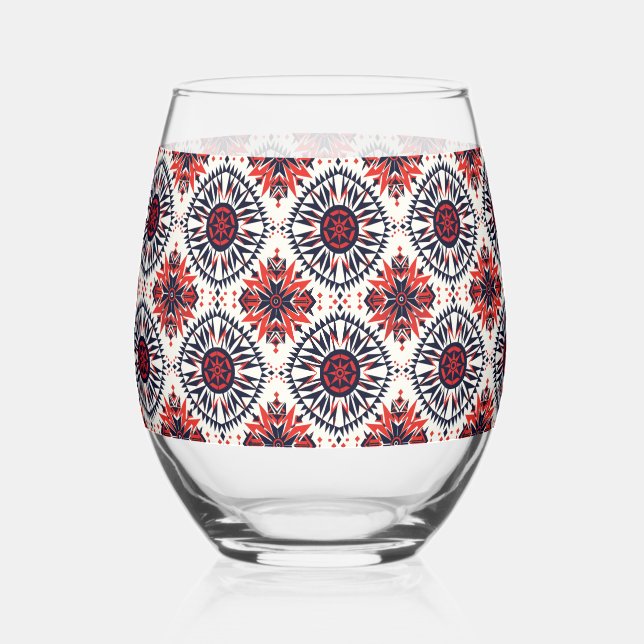 Elegant Cyan "Cosmic Interlock" Solitary Wine Tumb Stemless Wine Glass (Front)