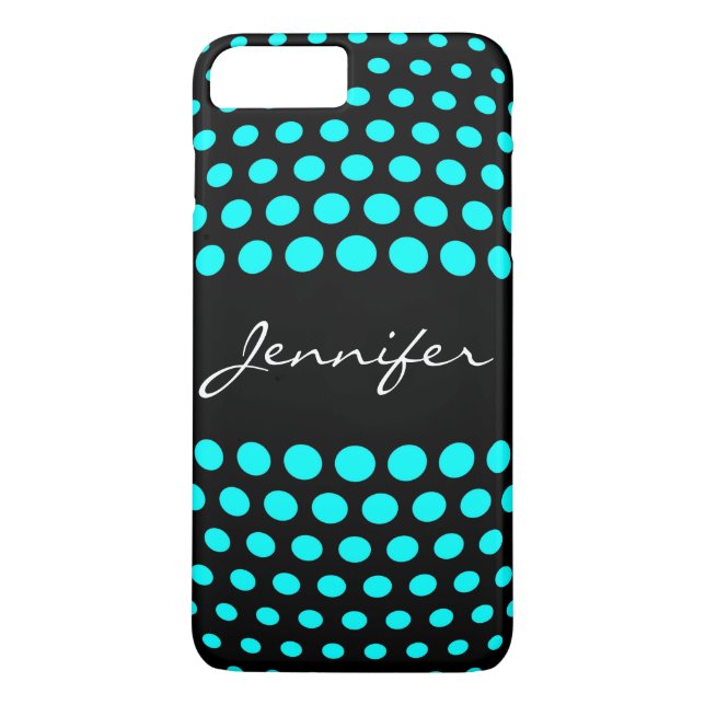Elegant Cyan Polka Dots Pattern Case-Mate iPhone Case (Back)