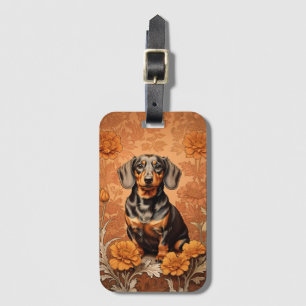 Elegant Dachshund And Marigolds Luggage Tag