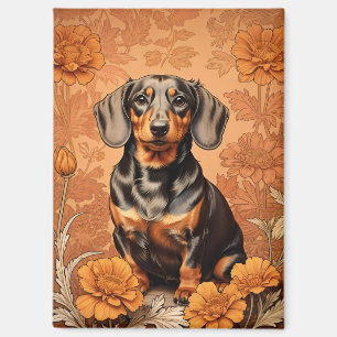 Elegant Dachshund And Marigolds Magnet