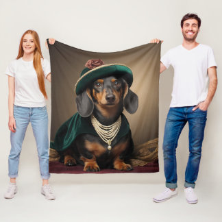Elegant Dachshund Lady Royal Fleece Blanket