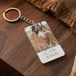 Elegant Dad Era Family Photo Collage Fathers Day Key Ring