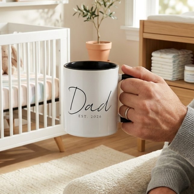 Elegant Dad EST Year Minimal Family Script Design Mug (Creator Uploaded)