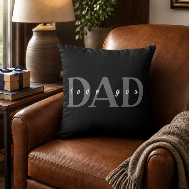 Elegant DAD Love You Black Throw Pillow (Creator Uploaded)