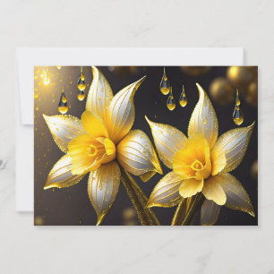 Elegant daffodils with gold accents, Easter  Holiday Card