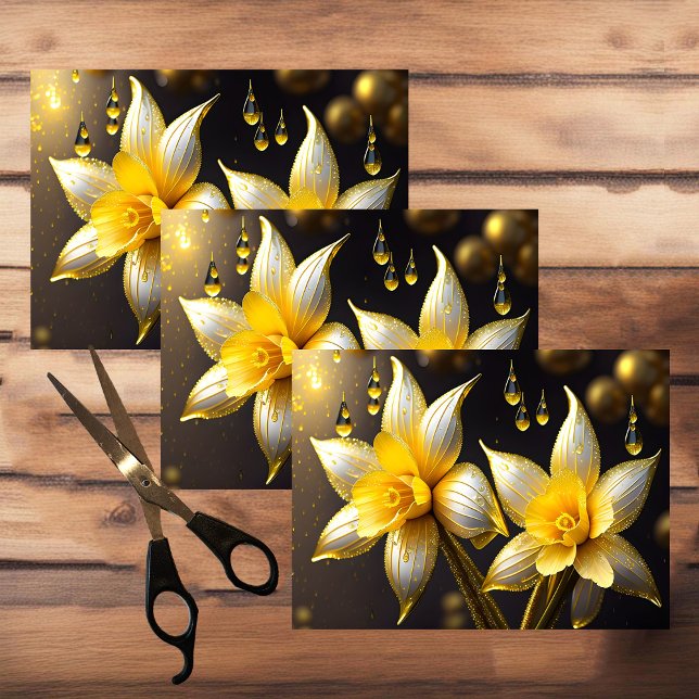 Elegant daffodils with gold accents, Easter  Tissue Paper (Creator Uploaded)