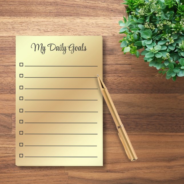 elegant daily goals gold lined personalised post-it notes (Creator Uploaded)