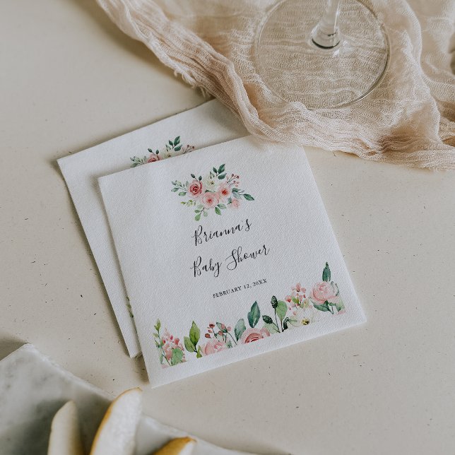 Elegant Dainty Autumn Floral Baby Shower Napkin (Creator Uploaded)