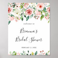 Elegant Dainty Autumn Floral Bridal Shower Welcome